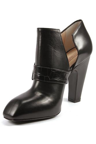 High Heel Shoes Black Leather Details Printed Crocodile