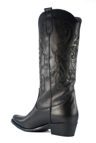 High Texan Black Leather Embroidery