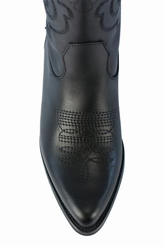 High Texan Black Leather Embroidery