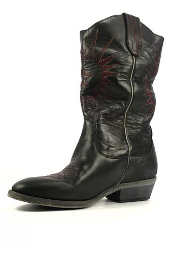 High Olsen Black Washed Leather Embroidery