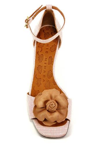 Lobelia White Red Printed Suede Peach Flower