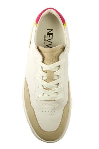 Lubiana White Leather Cream Nubuck Fuchsia