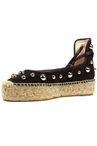 Espadrillas Linen Black Canvas Boule Studs