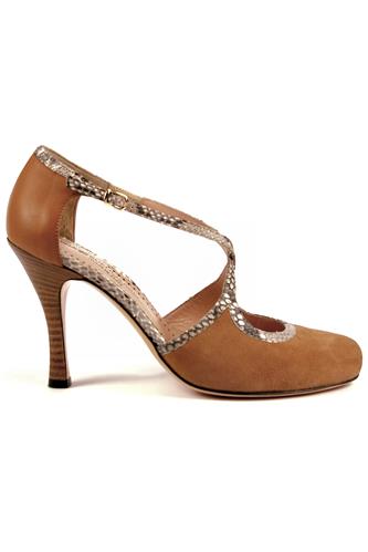 MINA BUENOS AIRESNora Brown Almond Suede Rock Python