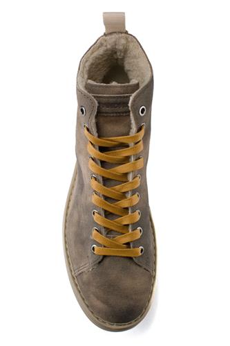 P01 Camoscio Shearling Marrone Laccio Senape