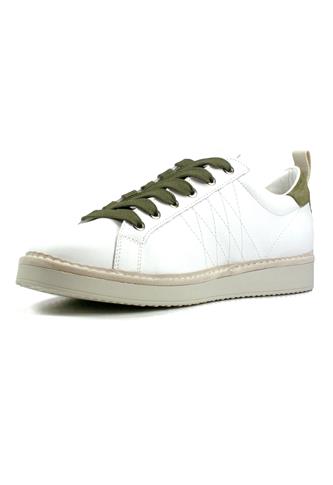 P01 Leather Suede Laces White Green Yellow