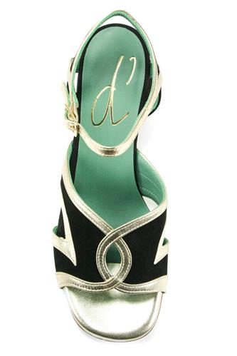 Sandal Black Suede Platinum Laminated Leather
