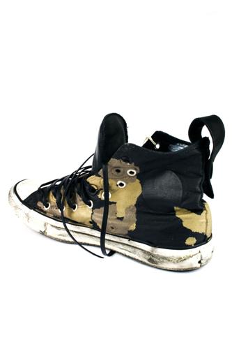 Sneaker Vintage Tela Dipinta Nero Camouflage