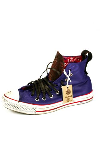 Sneaker Vintage Pitone Marrone Tela Dipinta Viola