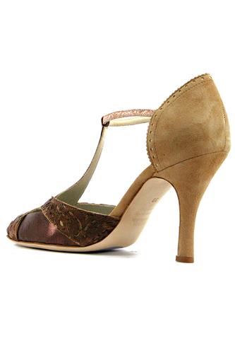Viola Choccolate Satin Rum Leather Sand Suede