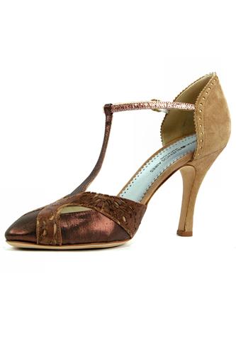 Viola Choccolate Satin Rum Leather Sand Suede