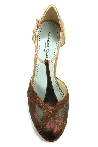 Viola Choccolate Satin Rum Leather Sand Suede